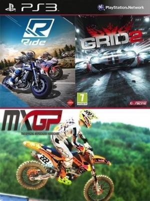 3 juegos en 1 RIDE Mas GRID 2 Mas MXGP The Official Motocross Videogame PS3