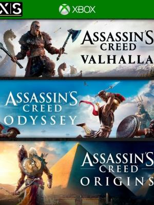 Paquete de Assassins Creed Valhalla mas Assassins Creed Odyssey mas Assassins Creed Origins - XBOX SERIES X/S