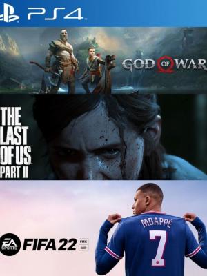 3 Juegos en 1 God of War mas THE LAST OF US PART II mas Fifa 22 PS4